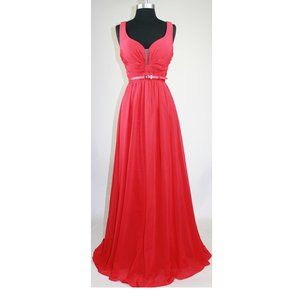 Women's Formal pleated chest halter bridesmaid Long Evening Gown prom dress